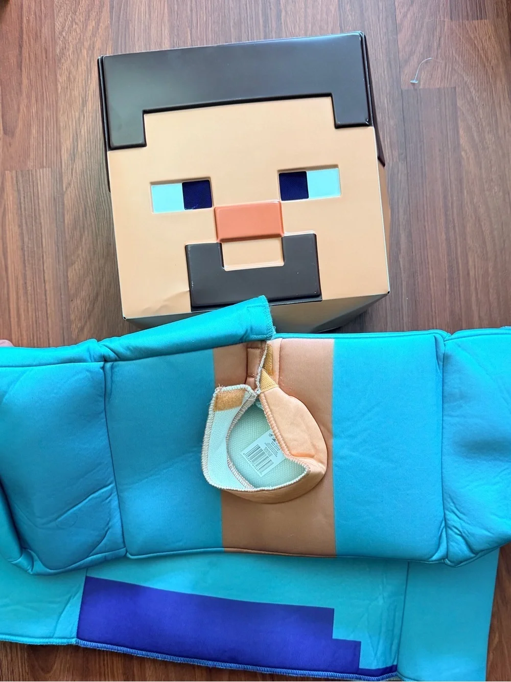 Kids Block Character Costume in Teal with Brown Mask